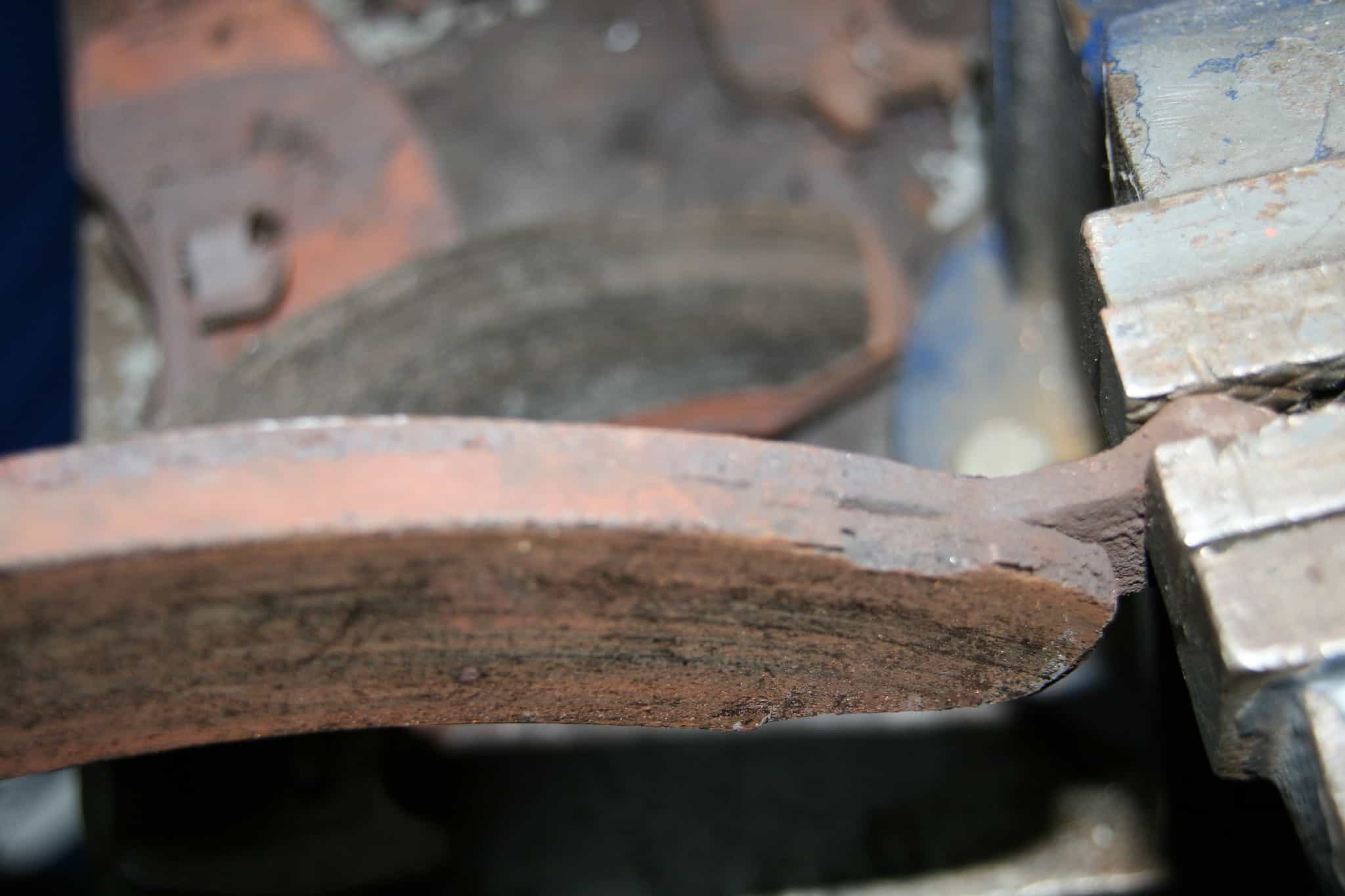 The braking material has become very brittle
